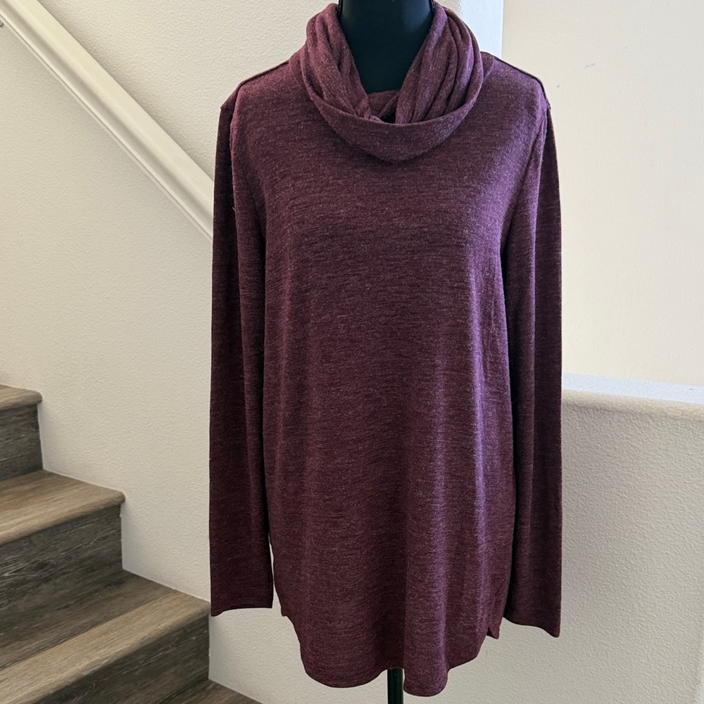 NWOT Lisa Rinna Collection Burgundy Marl Cowl Neck Sweater.